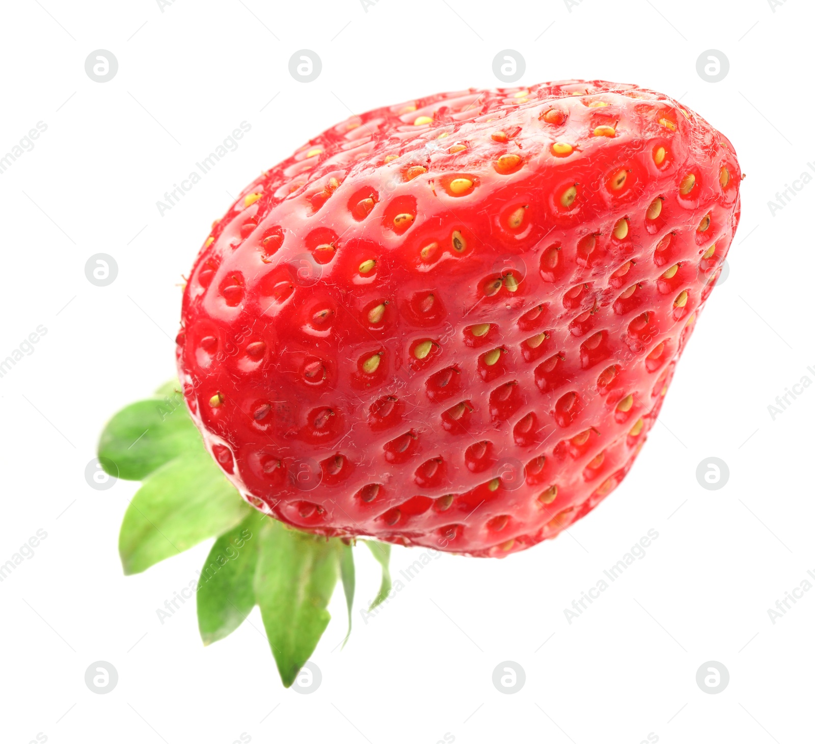 One fresh ripe strawberry isolated on white Photo of One fresh ripe strawberry isolated on white