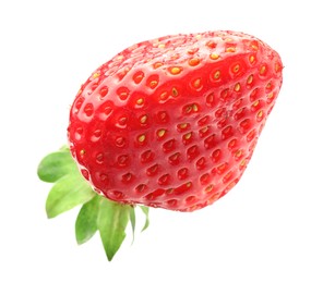 Photo of One fresh ripe strawberry isolated on white