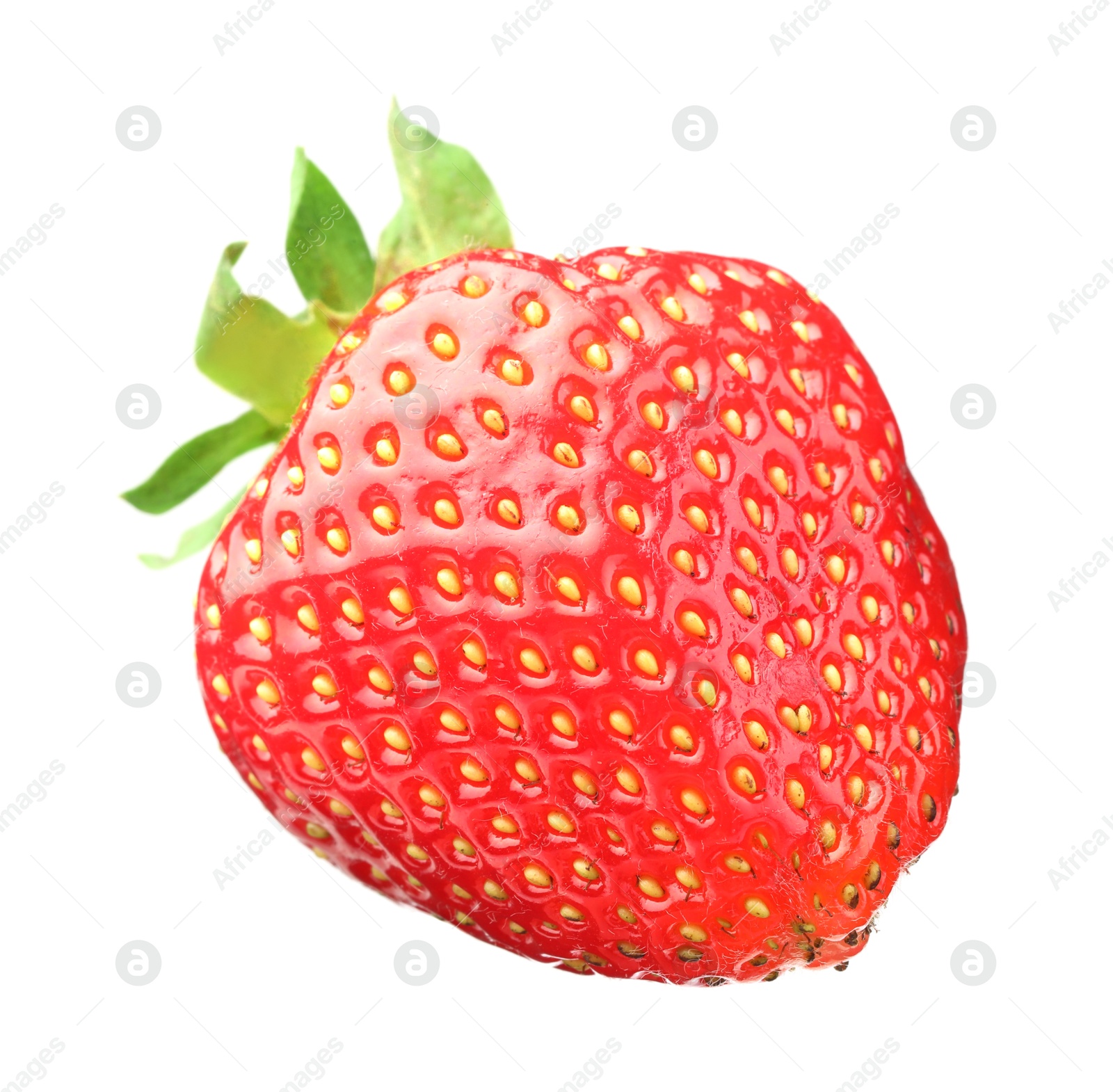 Photo of One fresh ripe strawberry isolated on white