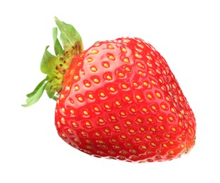 Photo of One fresh ripe strawberry isolated on white
