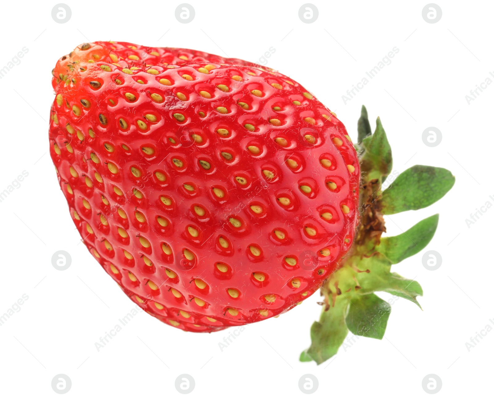 One fresh ripe strawberry isolated on white Photo of One fresh ripe strawberry isolated on white