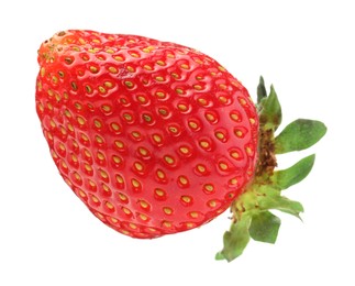 Photo of One fresh ripe strawberry isolated on white