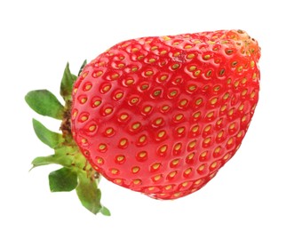 Photo of One fresh ripe strawberry isolated on white