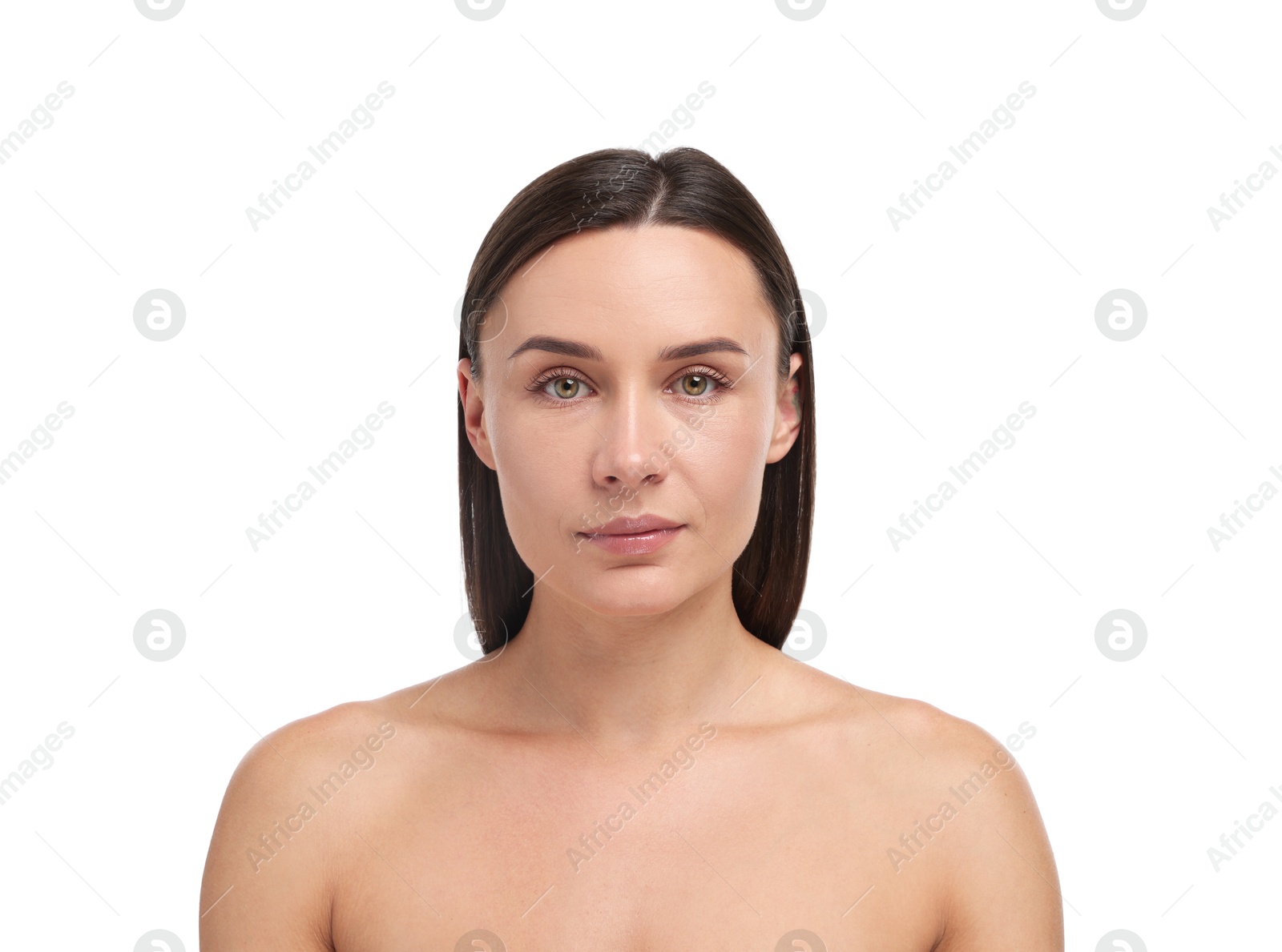 Portrait of beautiful woman on white background Photo of Portrait of beautiful woman on white background