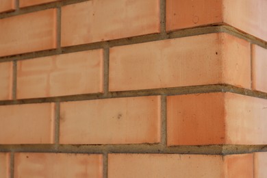 Photo of Texture of red brick wall as background, closeup