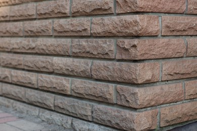 Photo of Texture of red brick wall as background, closeup