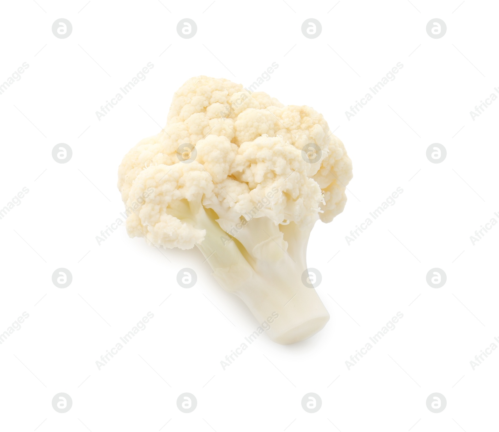 One fresh cauliflower floret isolated on white, above view Photo of One fresh cauliflower floret isolated on white, above view