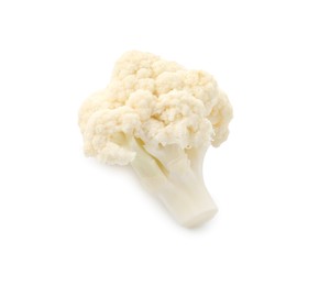 Photo of One fresh cauliflower floret isolated on white, above view