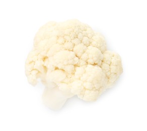 Photo of One fresh cauliflower floret isolated on white, top view
