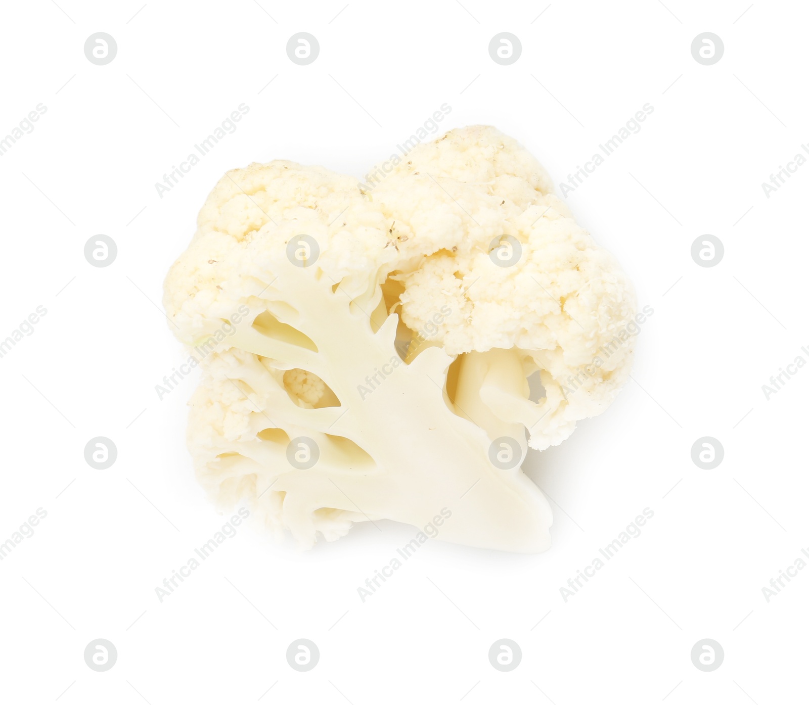 Photo of Piece of fresh cauliflower floret isolated on white, top view
