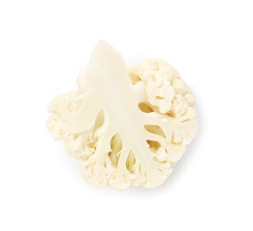 Photo of Piece of fresh cauliflower floret isolated on white, top view