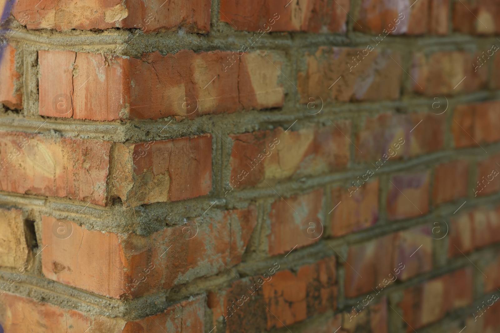 Photo of Texture of old red brick wall as background, closeup