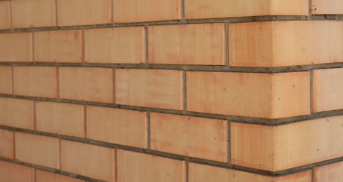 Photo of Texture of red brick wall as background, closeup