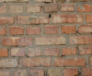 Photo of Texture of old red brick wall as background, closeup