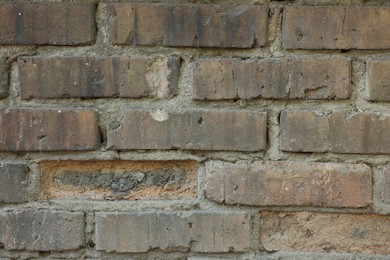 Photo of Texture of old brick wall as background, closeup