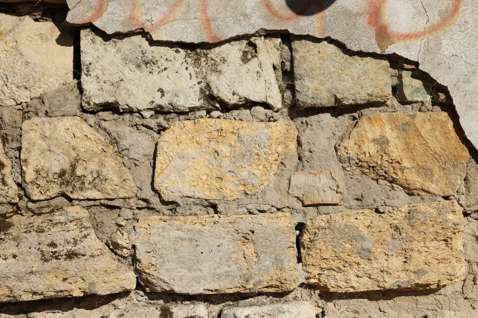 Photo of Texture of old brick wall as background, closeup