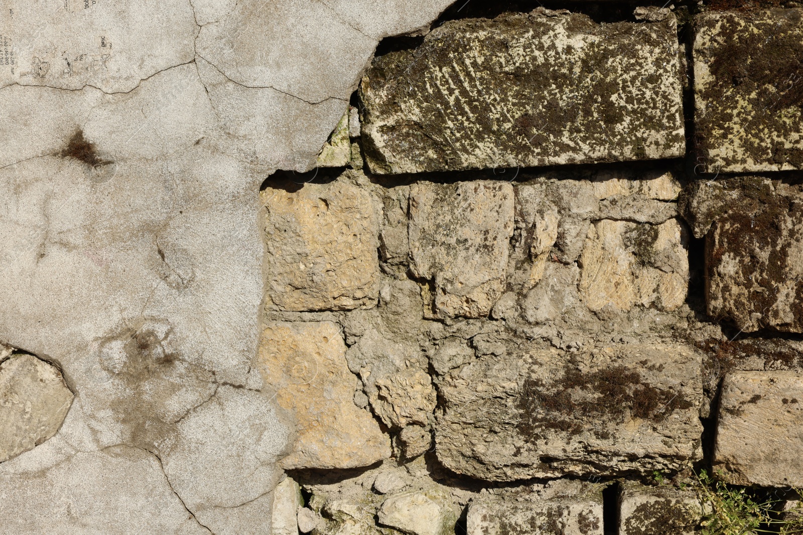 Photo of Texture of old brick wall as background, closeup
