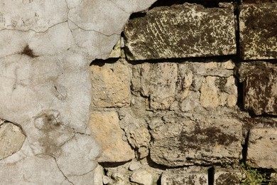 Photo of Texture of old brick wall as background, closeup