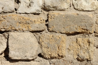 Photo of Texture of old brick wall as background, closeup