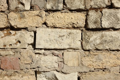 Photo of Texture of old brick wall as background, closeup