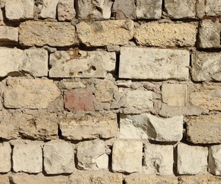 Photo of Texture of old brick wall as background, closeup