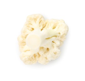 Photo of One fresh cauliflower floret isolated on white, top view