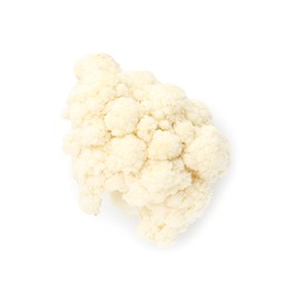 Photo of One fresh cauliflower floret isolated on white, top view