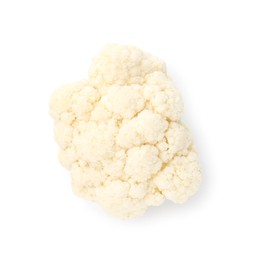 Photo of One fresh cauliflower floret isolated on white, top view
