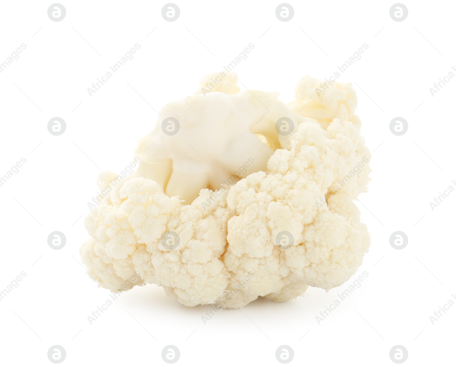 One fresh cauliflower floret isolated on white Photo of One fresh cauliflower floret isolated on white