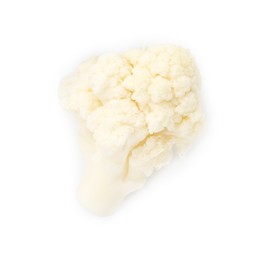 Photo of One fresh cauliflower floret isolated on white, top view