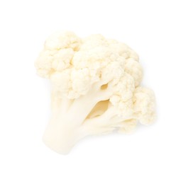 Photo of One fresh cauliflower floret isolated on white, top view