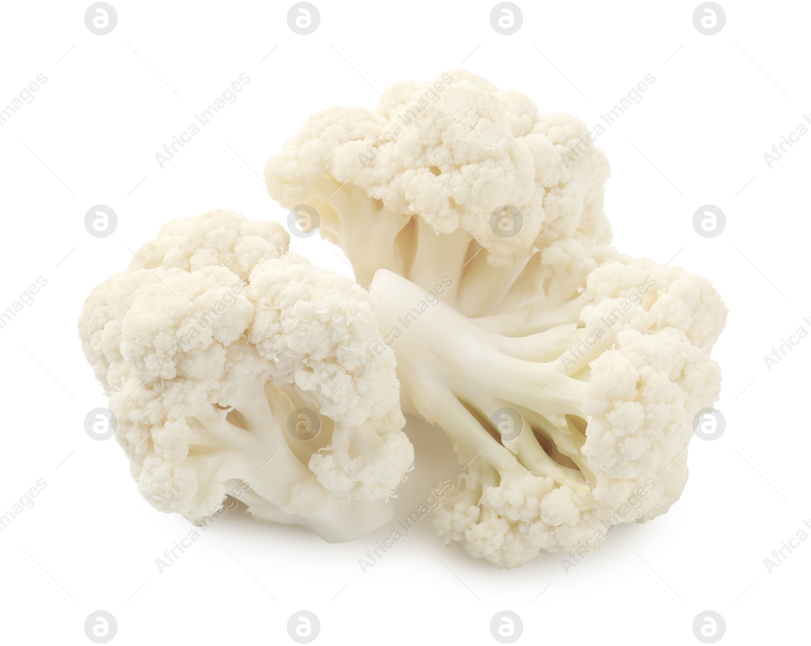 Photo of Fresh raw cauliflower florets isolated on white