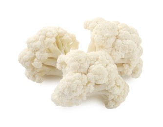 Photo of Fresh raw cauliflower florets isolated on white