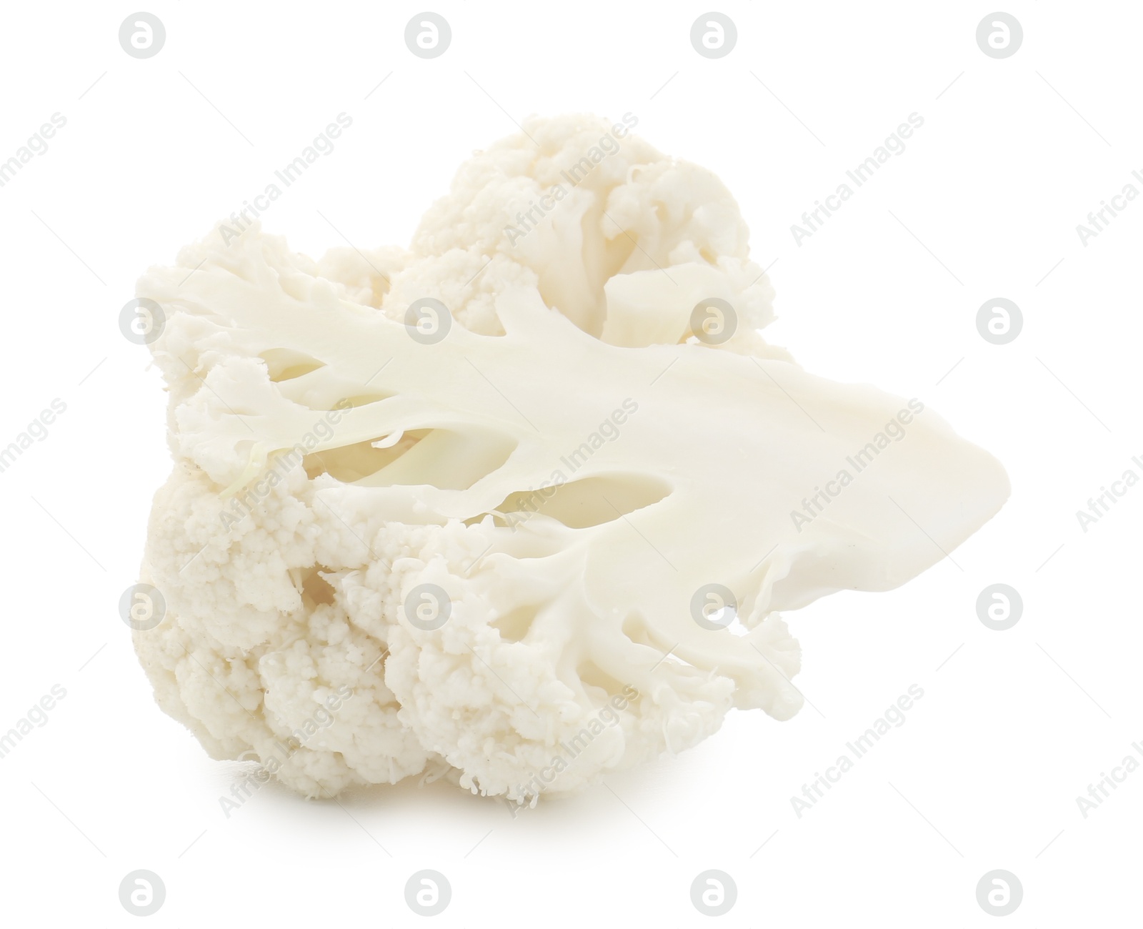 Piece of fresh cauliflower floret isolated on white Photo of Piece of fresh cauliflower floret isolated on white