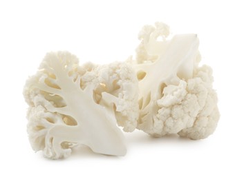 Photo of Pieces of fresh cauliflower florets isolated on white