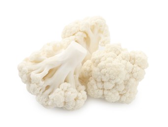 Photo of Fresh raw cauliflower florets isolated on white