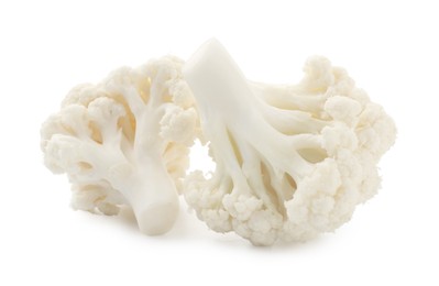 Photo of Fresh raw cauliflower florets isolated on white
