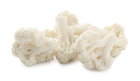 Photo of Fresh raw cauliflower florets isolated on white