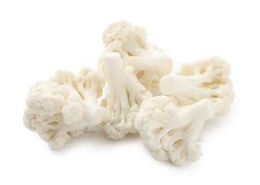 Photo of Fresh raw cauliflower florets isolated on white