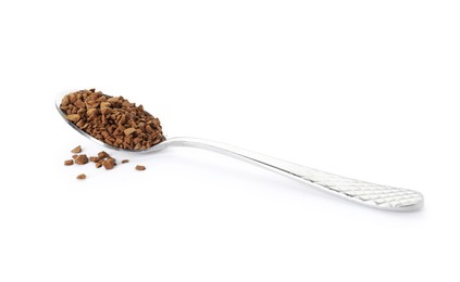 Photo of Spoon with instant coffee isolated on white