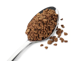 Photo of Spoon with instant coffee isolated on white
