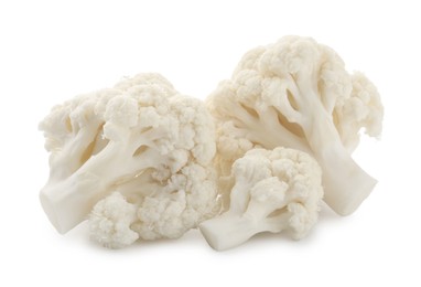 Photo of Fresh raw cauliflower florets isolated on white