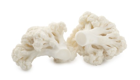 Photo of Fresh raw cauliflower florets isolated on white