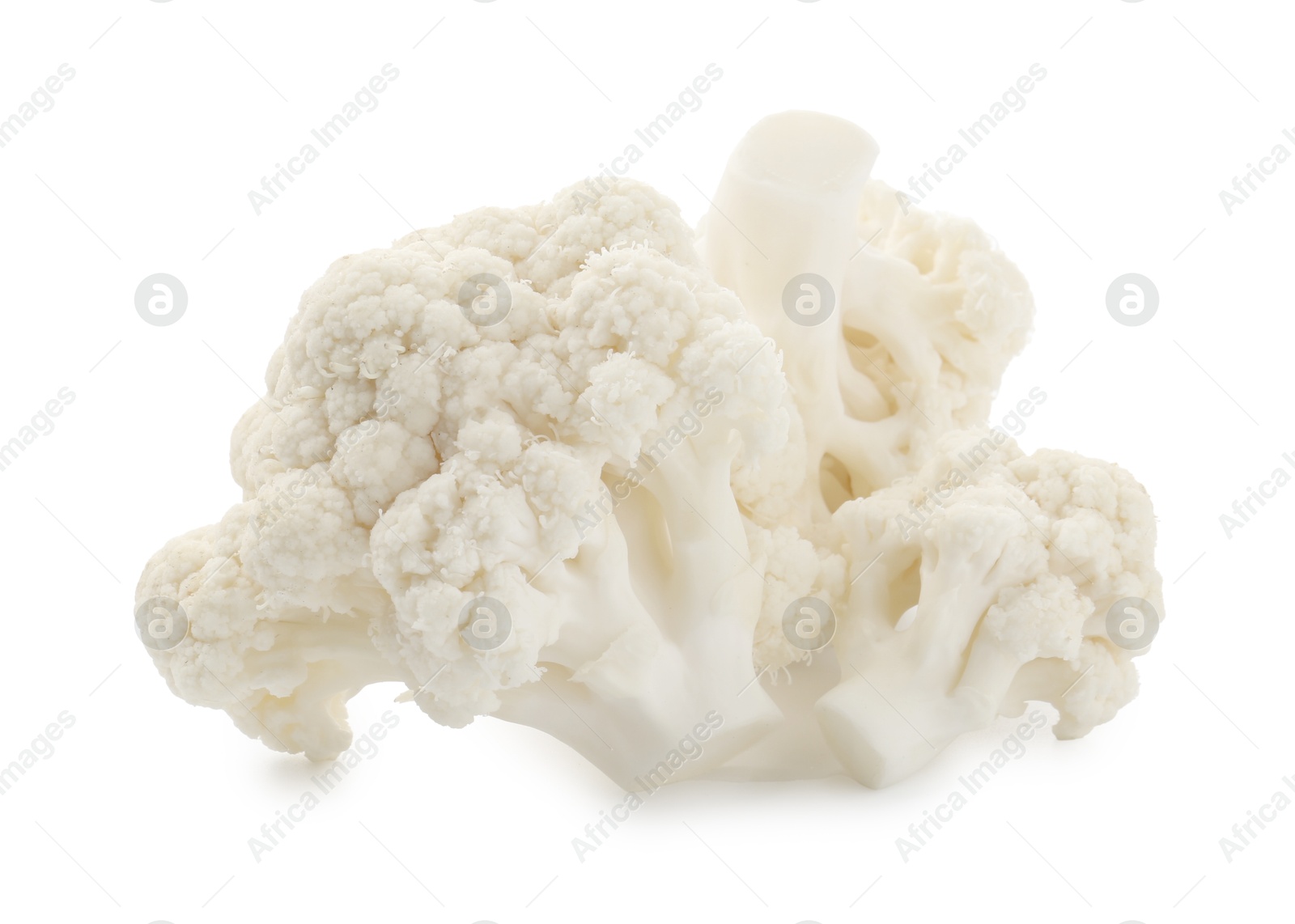 Fresh raw cauliflower florets isolated on white Photo of Fresh raw cauliflower florets isolated on white
