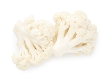 Photo of Fresh raw cauliflower florets isolated on white