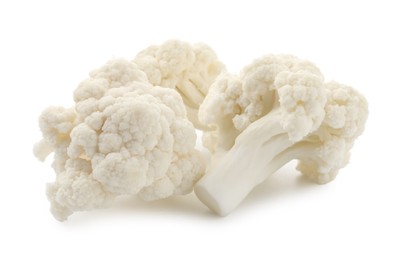 Photo of Fresh raw cauliflower florets isolated on white