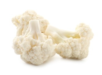 Photo of Fresh raw cauliflower florets isolated on white