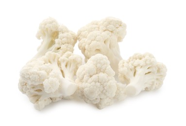 Photo of Fresh raw cauliflower florets isolated on white