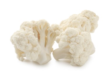 Photo of Fresh raw cauliflower florets isolated on white