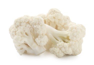 Photo of Fresh raw cauliflower florets isolated on white